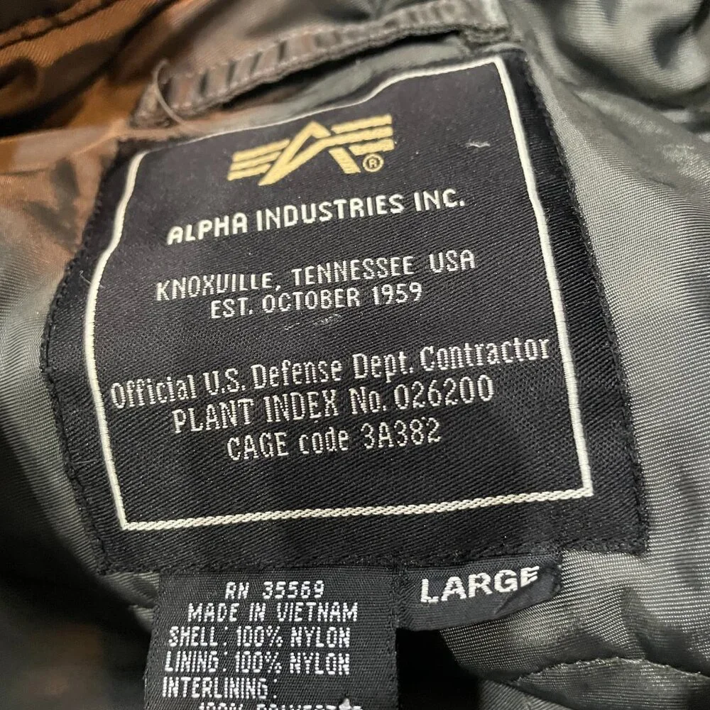 Alpha Industries CWU-45/P Flight Jacket L Olive Green Military Bomber Aviator - Picture 4 of 11